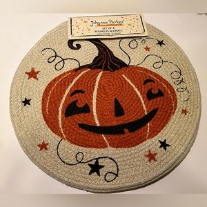NWT JOHANNA PARKER ROUND HALLOWEEN PLACEMATS.